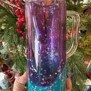 20 Oz Dual Lava Acrylic Cup ready to ship , turquoise and purple color with some glitter
