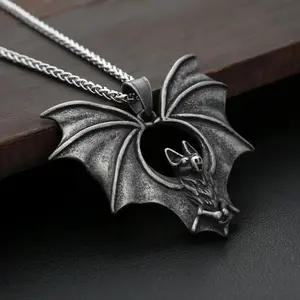 Gothic Night Bat Pendant Necklace
