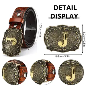 Classic Red Brown Real Leather Belt With Custom Letter Detail, Vintage Cowboy Aesthetic, Ideal Gift For Celebrating Special Occasions option