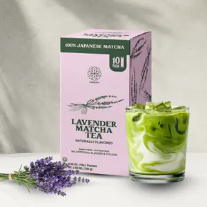 Harmony Matcha Lavender – Premium Shade-Grown Japanese Matcha, Sweetened with Organic Sugar (10 Stick Packs)