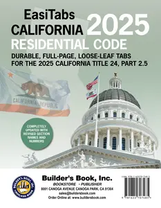 2025 California Residential Code, Title 24 Part 2.5 Loose-Leaf EasiTabs