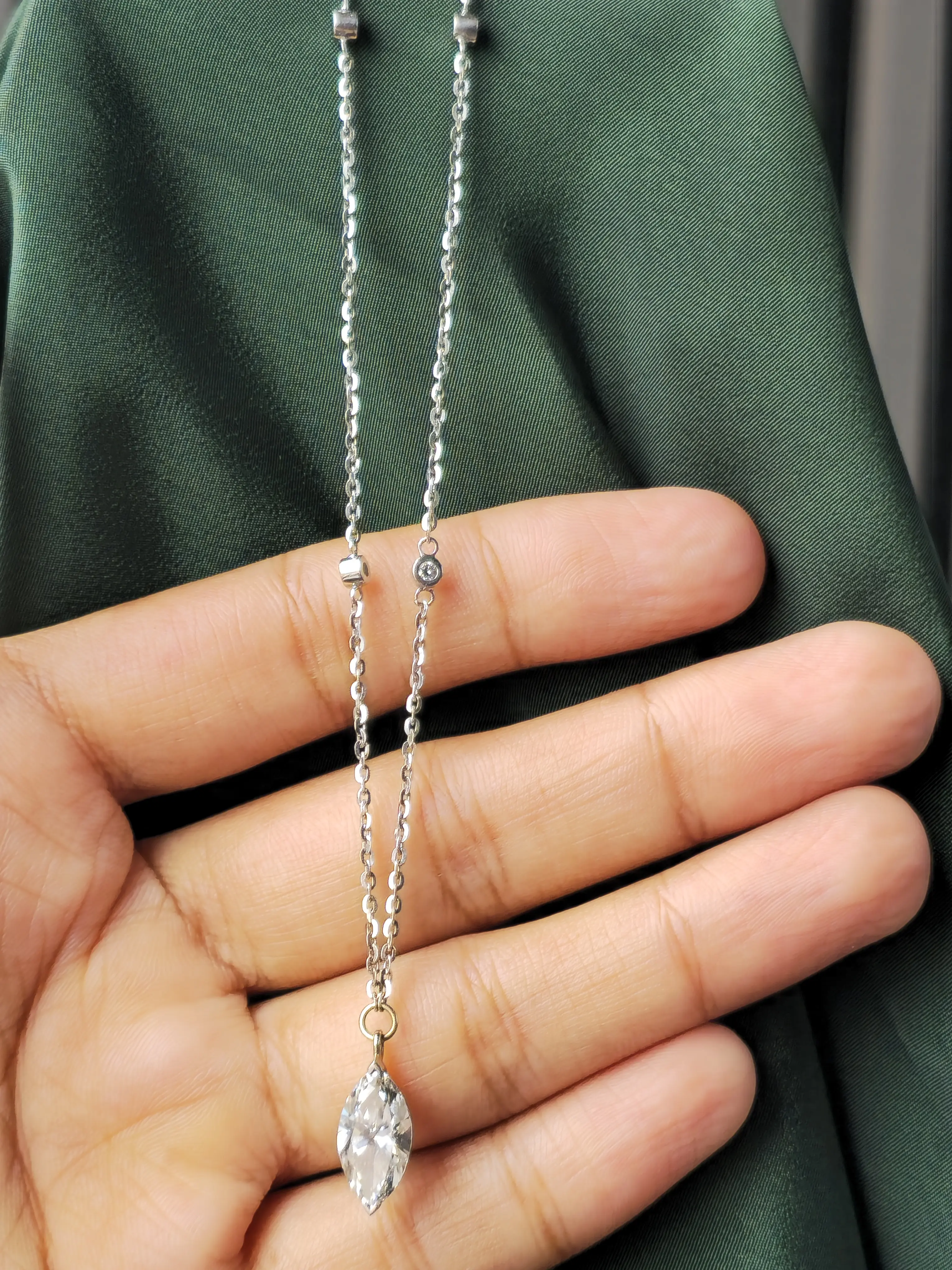 Marquise Solitaire Drop Necklace