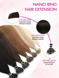 Nano Rings Beads Loop Nano Hair Extensions 12-22inch Human Hair Extensions, Real Hair Extensions, Pre-bonded Micro Cold Fusion 50 strands for Women - Seamless, Invisible