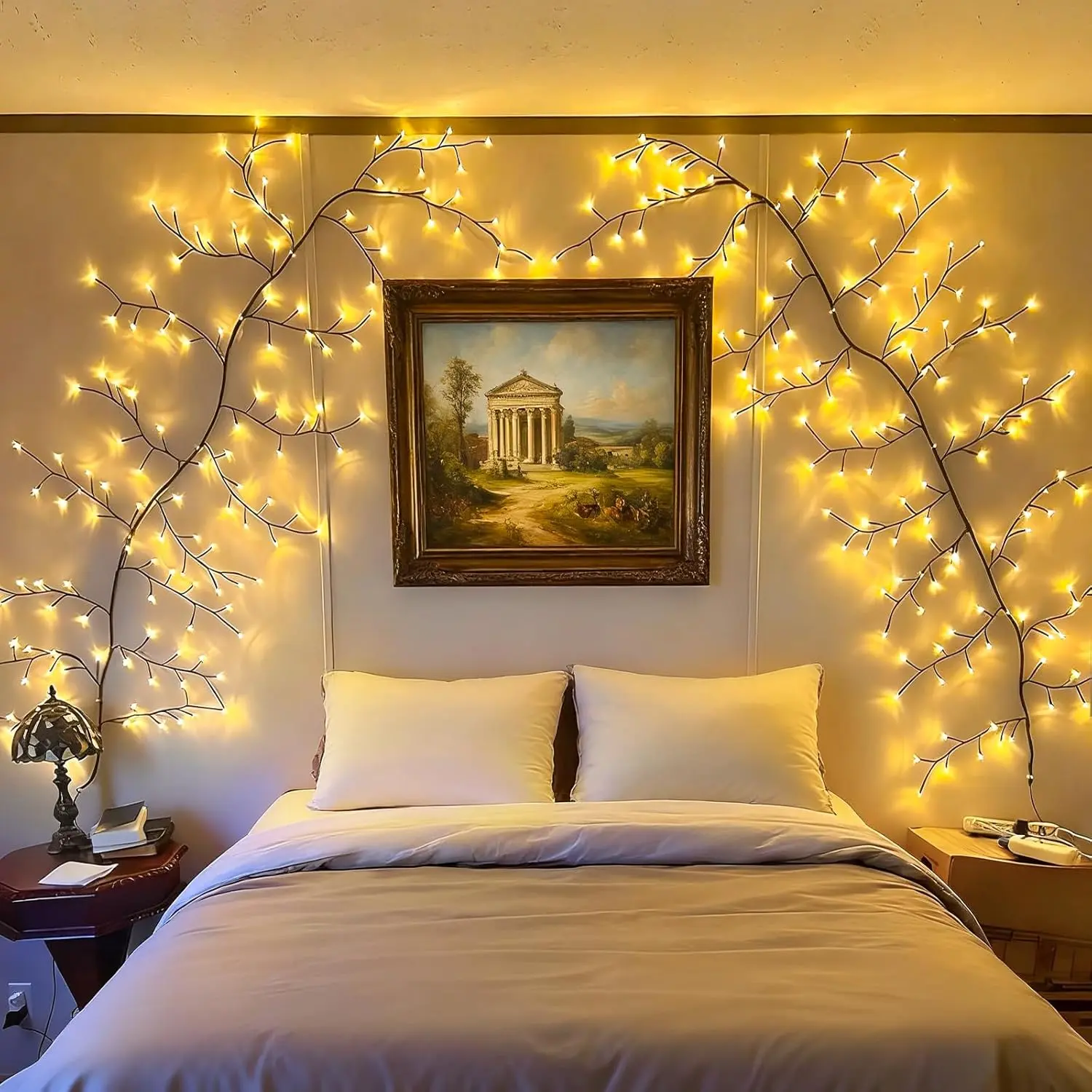 2Counts Willow Vine Lights for Wall: USB+Remote Twinkling Tree Branch Light for Living Room and Bedroom Home Decor-Warm White Twinkle Tree Lights Lighted Garland for Halloween Christmas Holiday Decor