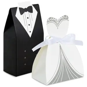 50 Wedding Gift Boxes with Ribbon, Perfect Bride Candy Favor Boxes, Ideal for Wedding Gifts Packaging, Bridal Shower Presents, Elegant Gift Box