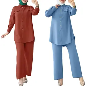 Elegant 2-Piece Modest Set – Shirt & Loose-Fit Pants qatar abaya