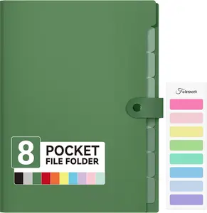 Expanding File Folder with 8 Pocket, Letter Size Accordion File Organizer, Portable Folders for Documents, Cute Paper Organizer, Filling Products for School Office Supplies, Dark Green
