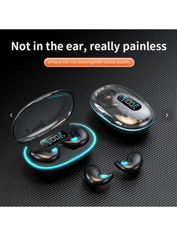 True Wireless Earbuds - Wireless Earbuds Headset, Hanging In-Ear Sports Earphones with 9D Stereo Depth, Dolby Bass Boost, HiFi Sound, HD Calls, Bluetooth for Android/iOS (Side-Sleep Use)
