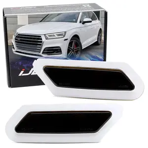 iJDMTOY Euro Black Smoked Reflective Lens Front Bumper Side Markers For Audi 2018-2020 Q5 SQ5