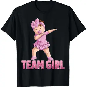 Gender Reveal Party Team Girl Baby Announcement Women Men T-Shirt Small