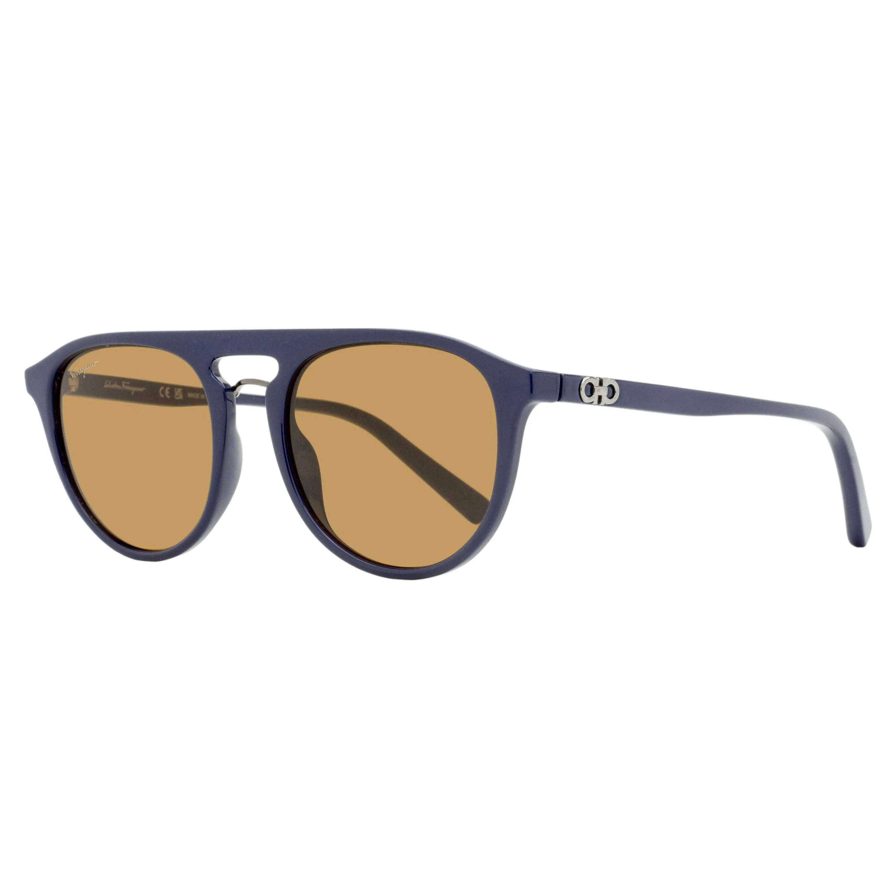 Ferragamo Rounded Pilot Sunglasses SF1090S 414 Dark Blue 54mm