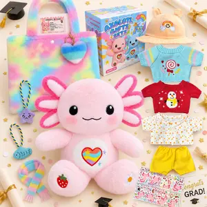 Kireidane Cute Axolotl autism support Plush Gift Set with 12 Pcs Axolotl Stuffed Animal Clothes & Accessories, 13-Inch Axolotl Toy, Birthday Gifts for Girls Kids Ages 4-12