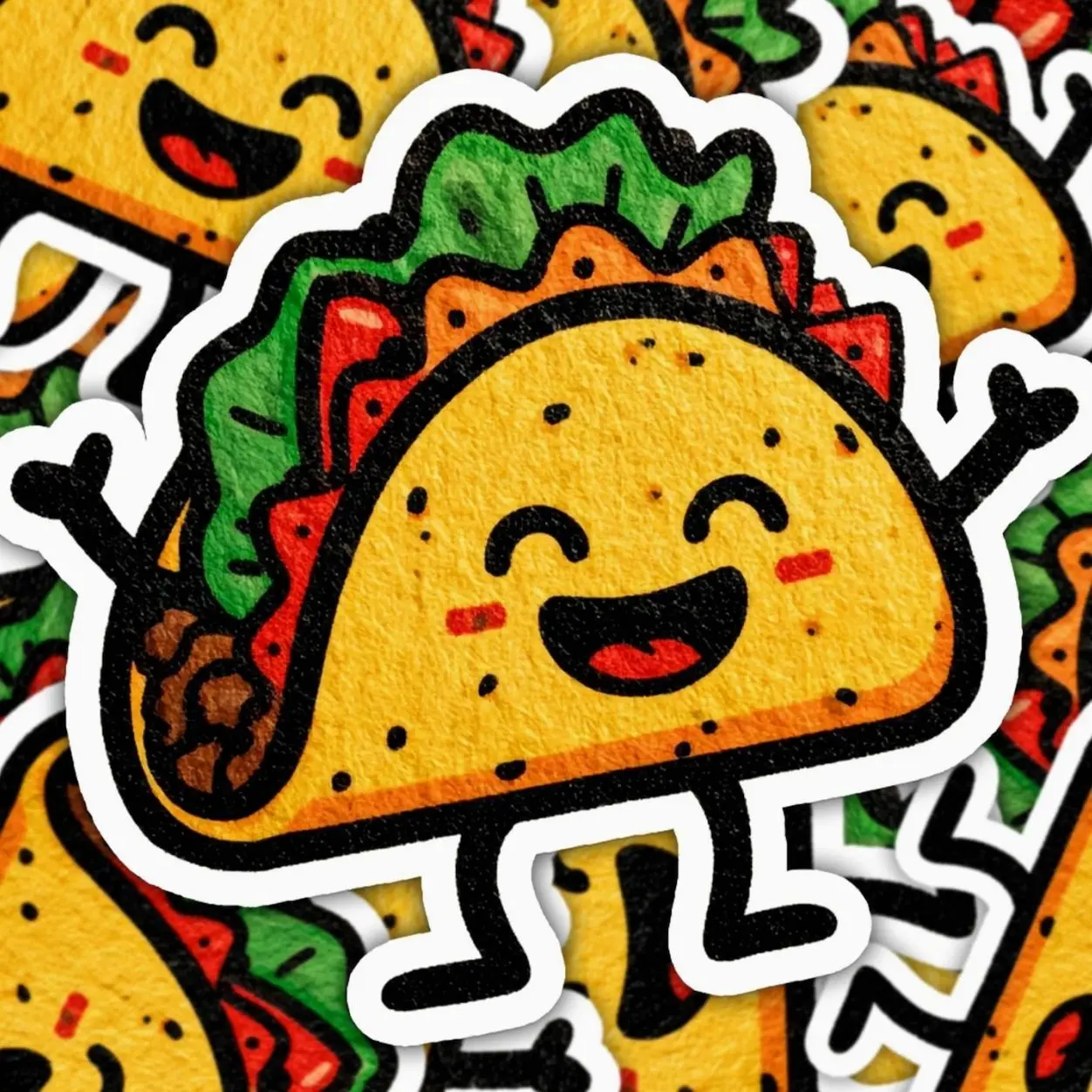 Walking Taco Sticker • Food Vinyl Decal, Laptop Water Bottle Decal Sticker