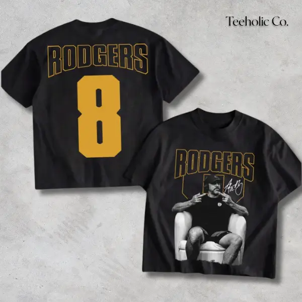 Rodgers 8 Middle Finger 2side Shirt, Pittburgh Football merch, Men's clothing clothes merch, Gift For Women, Football Gift Unisex