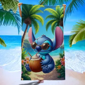 Stitch Print Beach Towel, Super Absorbent Microfiber Bath Towel, Pool Party, Summer Outdoor Multi-Purpose Large Quick-Dry Towel