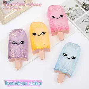 1 PC Ice Cream Squishys, Ice Cubes Squishys Toy Soft Sensory Squeeze Toy Stress Ball for Adults Icecream Stick Squeeze Ball with Ergonomic Grip for Party Favor Relaxing Easter Basket Stuffers