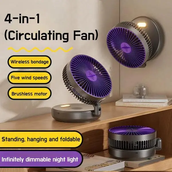 6-Inch Foldable Glow-in-the-Dark USB Desktop Fan — Silent & Portable