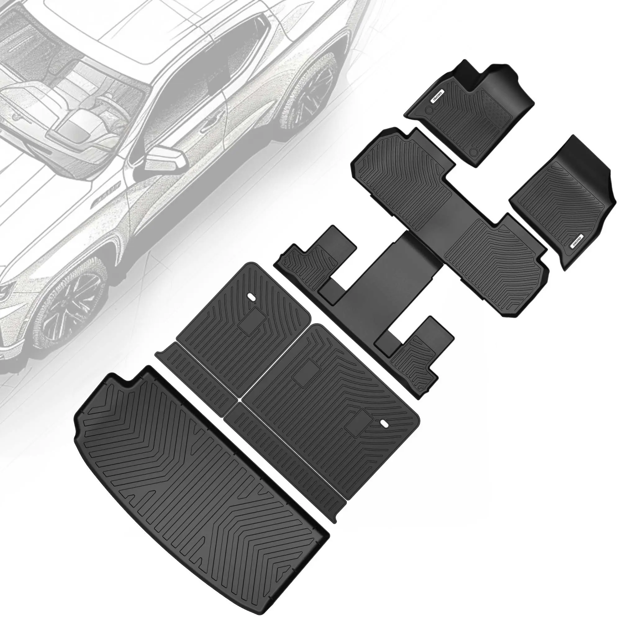 OEDRO TPE Floor Mats fits 2018-2023 Chevrolet Traverse with 2nd Row Bucket Seats, All Weather, Waterproof OEDRO TPE Floor Mats fits 2018-2023 Chevrolet Traverse with 2nd Row Bucket Seats, All Weather, Waterproof