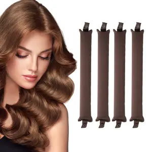 4PCS Heatless Curling Rod Set – No Heat Hair Curler for Overnight Natural Waves curls