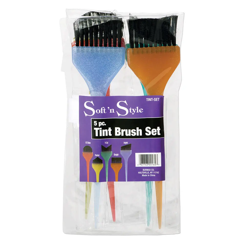 Soft 'N Style 5 Piece Hair Color Brush Set for Professional Tinting, Expert Application Kit with Unique Nylon Bristles for Painting & Blending Techniques, Five Brushes, Unique Bristles