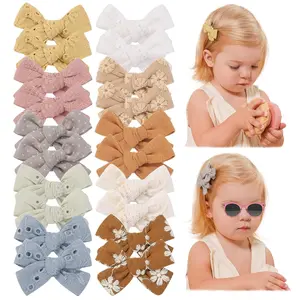 L-HDW092 20pcs Mini Fully Lined Hair Clips and Bows for Girls, Infants, Toddlers, Kids, and Teens - 2" Tiny Barrettes for Fine Hair