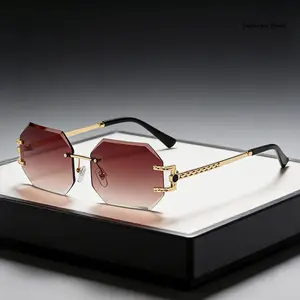 New model of travel UV400 sunglasses, frameless gradient lenses, perfect for street photography, hiking and driving for sun protection Unisex