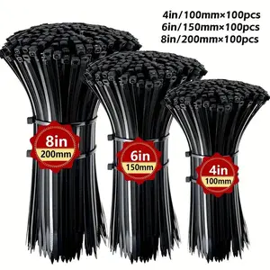 300pcs Self-Locking Nylon Zip Tie Straps Heavy Wire, 3 Sizes 100/150/200mm, Durable Anti-Scratch Heat Resistant, Ideal for Home Office Garden Workshop