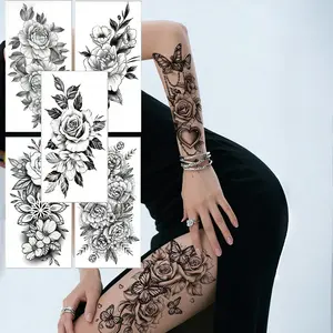 5 Piece Set Temporary Butterfly & Flower Tattoo Stickers, Waterproof Sweatproof, Easy to Apply and Remove, Perfect for Women