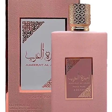 Lattafa Ameerat Al Arab Prive Rose Long Lasting Eau De Parfum (3.4fl.oz Bottle) - Women's Perfumes EDP with Floral Sweet Fruity, Vanilla, Powdery Musk Notes, No Reproductive Chemicals