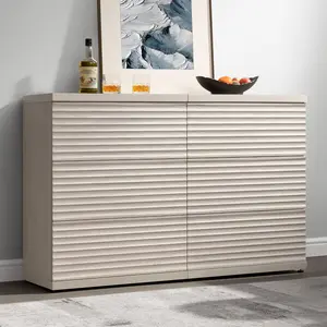 SICOTAS Sideboard Buffet Cabinet with Storage, Modern Credenza Storage Cabinet with 3 Larger Drawers, Fluted Media Console Mid Century Coffee Bar Table for Living Room Kitchen Hallway