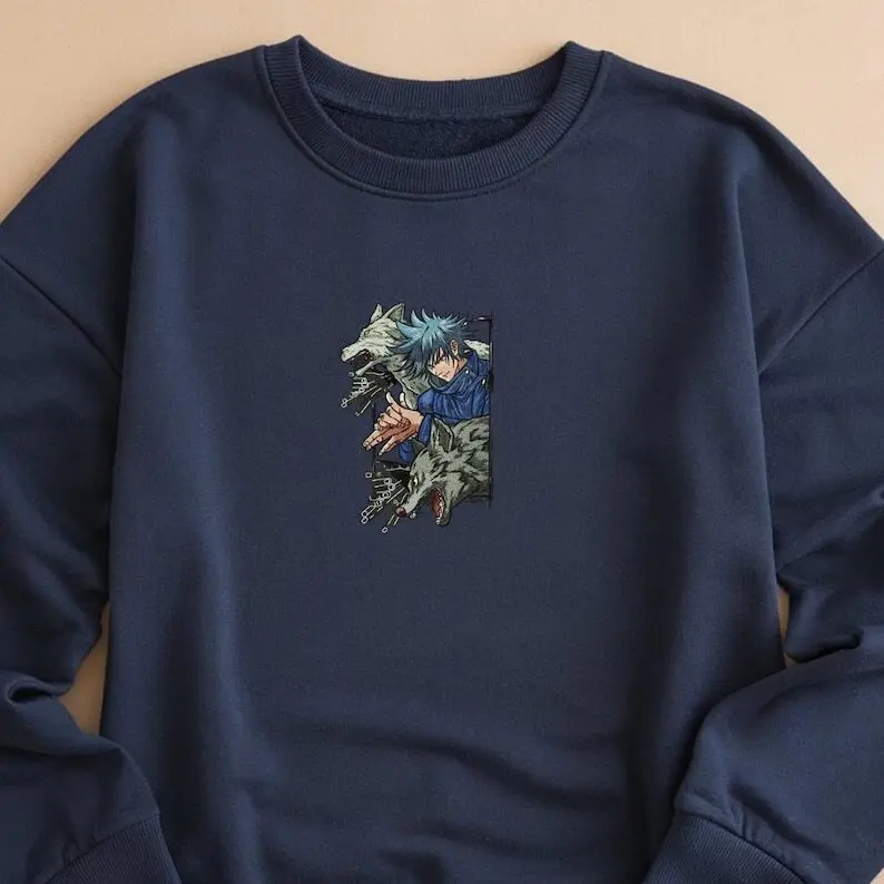 Embroidered Anime T-shirt & Sweatshirt & Hoodies, Sorcery Battle Sweater, Ten Shadows Technique Shirt, Chimera Shadow Garden Design, Gifts for Anime Lovers