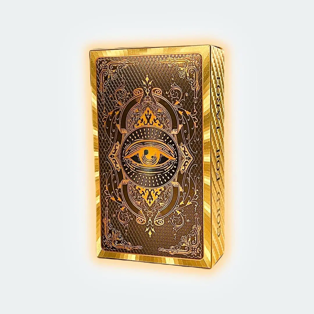 Bilingual Golden Foil Tarot Deck, Spanish-English Spiritual Divination Cards with Bilingual Guidebook for Interpretations, Ages 12+