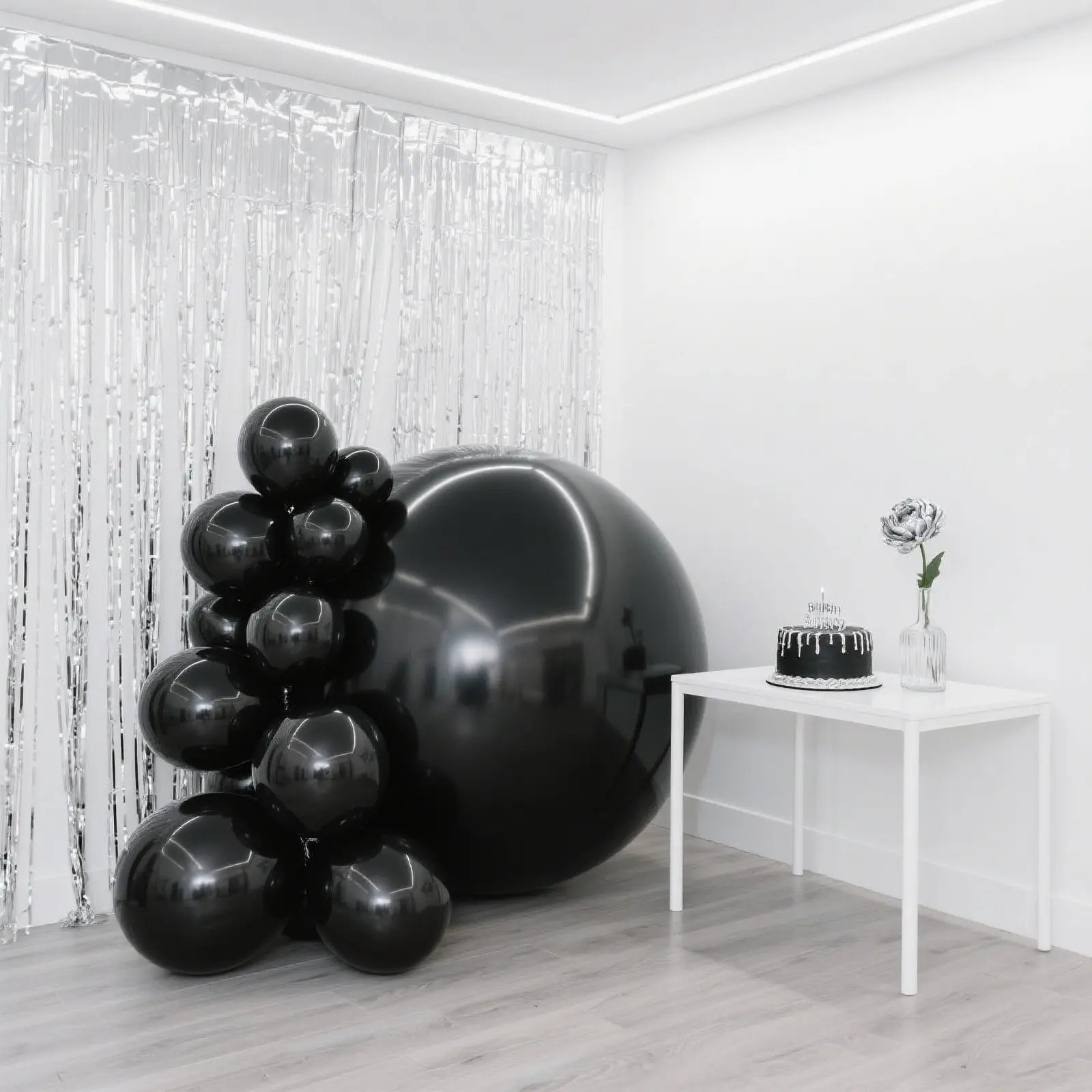 2-Pack 43" Metallic Black Sphere Mylar Balloons - Reusable Foil Balloons, Helium Ready Air-Filled Party Decor Supplies, Mylar Balloon, Balloon Decor