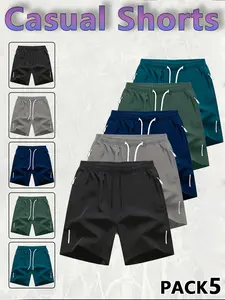 Men's Zipper Pocket Shorts, Printed with reflective strips,Regular Fit Casual Drawstring Waist Shorts for Daily Outdoor Wear, Men Bottoms for All Seasons breathable athletic short soft stretch short