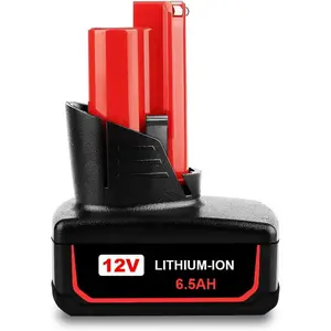 6.5Ah 48-11-2450 12V Lithium Battery Replacement for 12V M-12 Extended Battery 48-11-2460 XC 6.0Ah 48-11-2450 5Ah 48-11-2440 4.0Ah 12V Battery Compatible with Milwaukee 12V Lithium ion Battery
