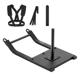 VEVOR Weight Sled, Summervibes, Steel Power Sled, Fitness Strength Training Sleds for Athletic Exercise Speed Improvement, Workout Fitness Equipment with Harness, Compatible with 1/2 in Weight Plates, Black