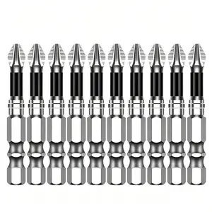 Professional PH2 Phillips Screwdriver Bits with Serrated Anti-Slip Tip – 1/4" Hex Shank, 2" (50mm) Long Impact-Grade Design – Magnetic Cross Bits for Industrial Power Drills, Ideal for Removing and Fastening Screws in Heavy-Duty Applications