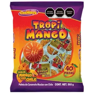 Chompys Tropi Mango Paletas with Chile 40pcs Mango Pepino Sandía Flavors 560g Caramel Macizo Snack