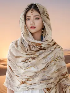 Egypt Dubai Beach Travel Linen Gauze Scarf for Women Desert Photography Beach Silk Scarf Sunscreen Headscarf Shawl Boho Style Shawl