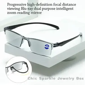 Smart Automatic Zoom Reading Glasses Anti Blue Ray Eyeglasses Autofocus Power Half-Rim Near Far Computer Glasses jewelry set