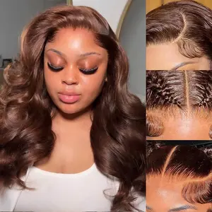 {SDD WIG}Megalook Glueless Dark Brown Loose Body Wave Short Cut Double Drawn Wig 6x5 Lace Pre-Bleached Knots Easy Put On Go