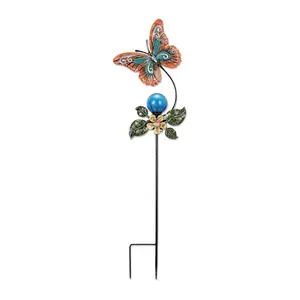SVD Aqua/Orange Changing Color Butterfly SolarGarden Stake