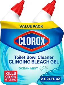 Pack of 2 Toilet Bowl Cleaner Clinging Bleach Gel Ocean Mist - 24 Ounces