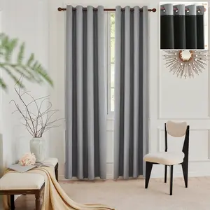 Cozy Curtain 2pcs 52x84 inch Grommet Top Curtains in Multiple Sizes, Solid Color Full Blackout Curtains Made of Black Benni Fabric with Composite Craft, Practical Window Drapes for Home Privacy & DecorationL69