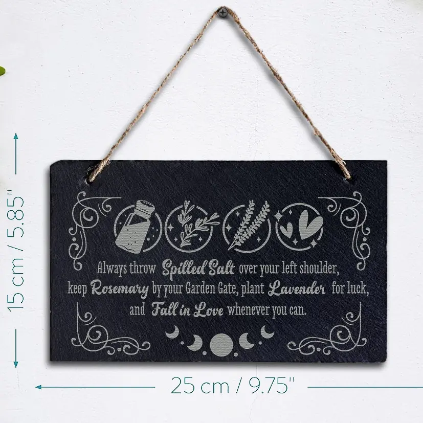Engraved Practical Magic Hanging Stone Slate (Horizontal) Decor