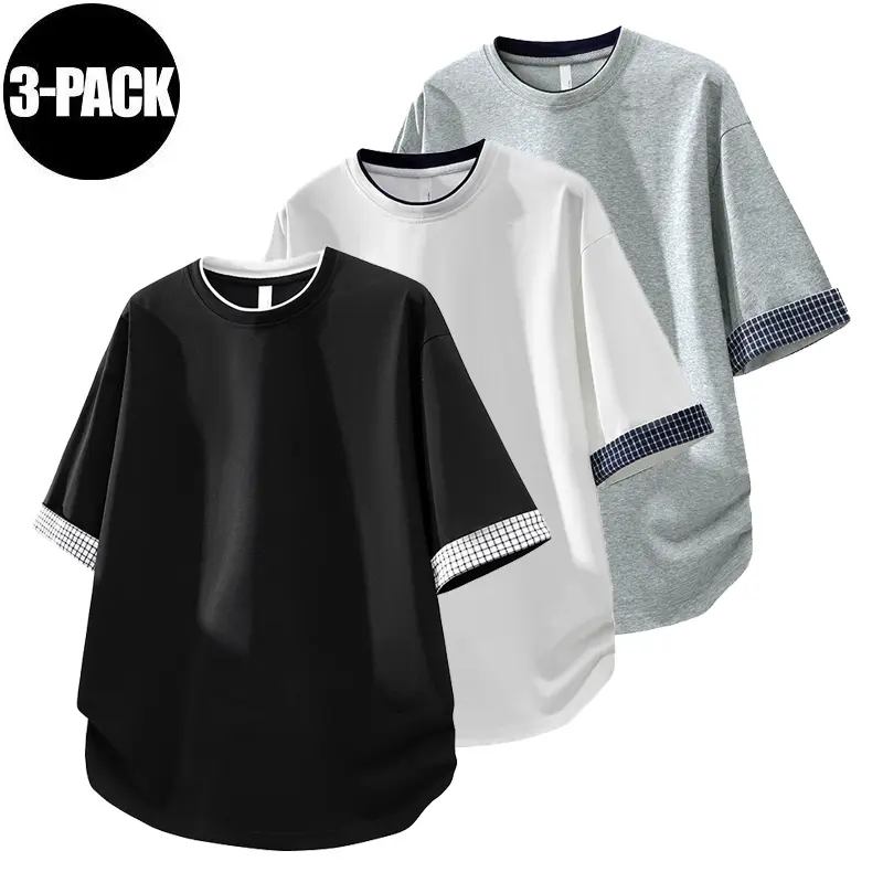 3-piece breathable quick drying unisex short sleeved top for casual street fashion, daily sports T-shirt, soft and comfortable, suitable for outdoor leisure activities in summer