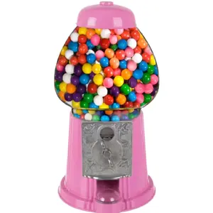15” Gumball Machine with Coin Bank - Bubble Gum Machine Candy Dispenser with Glass Globe and Metal Base - Vintage Style Gum Ball Vending Dispenser by Great Northern Popcorn (Pink)