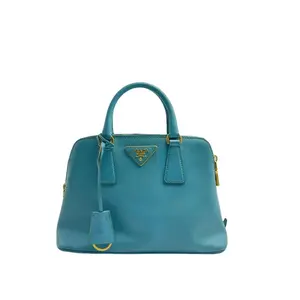 Pre-owned PRADA Galleria Medium Turquoise Blue Cowhide Handbag H6 51772