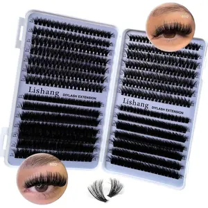 560 Fluffy Lash Bundle Set - Super Thick 60D+80D, D-shaped Curled Edge, 10-18mm Reusable Lash Extension Strap for Soft False Eyelashes, Creating a Stunning Fluffy Appearance, Eyelash Extensions