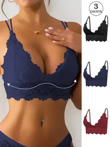 3 piece set of women's underwear bras wireless breathable thin for young girls specially designed for sensitive skin ultra soft unrestrictive bare feeling Casual sports skin friendly fabric sports elasticity light support daily essentials